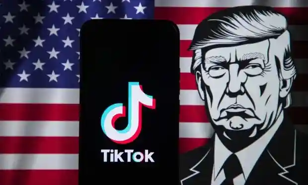 U.S. Supreme Court building and TikTok logo.